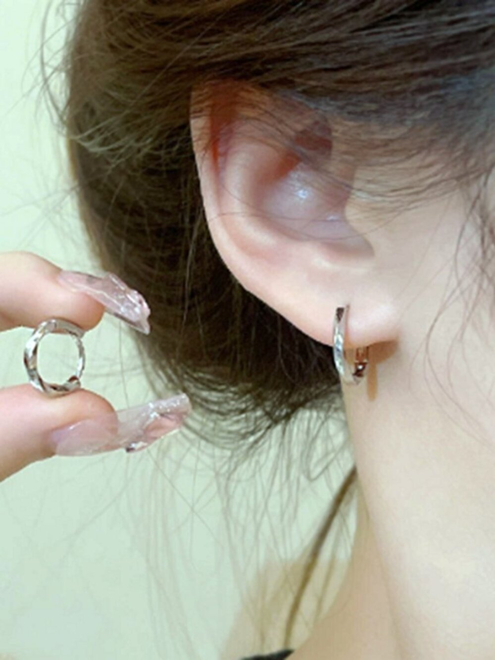 New Textured Twist Small Silver Hoop Earrings Casual Chic Ear Hoops